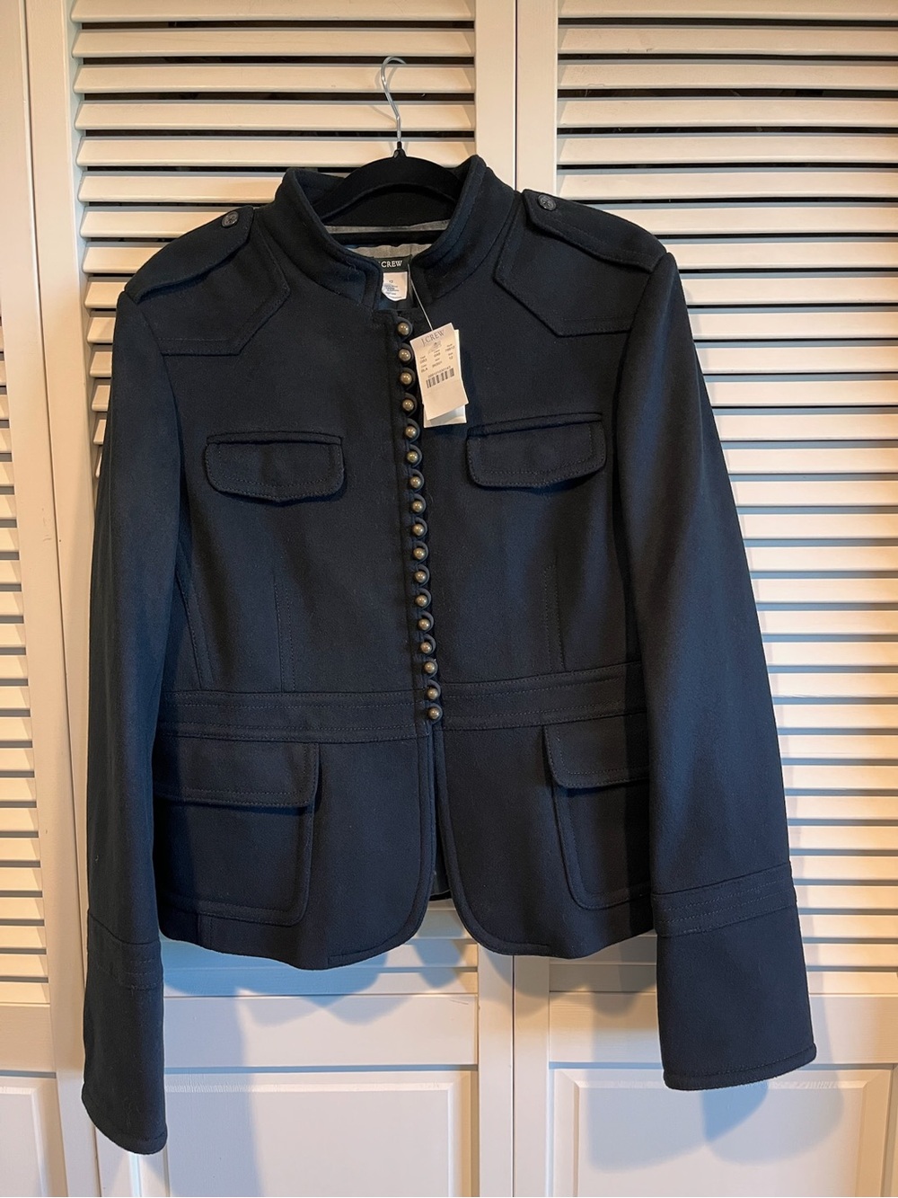 J. Crew Navy Military-Style Button Jacket